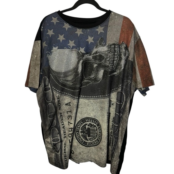 H by Hudson Outerwear men’s street wear t-shirt American flag money BLING SZ 3X - Picture 1 of 7